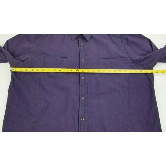 INC Size 2XL Men's Purple Long Sleeve Black Pearl Snap Elbow Button Cotton Shirt - Picture 2 of 6